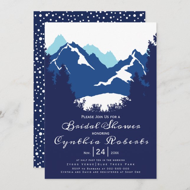 Invitation Montagnes bleues et conifères mariage douche nupti (Devant / Derrière)