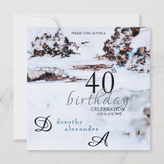 Invitation Montagnes d'hiver de neige Anniversaire moderne