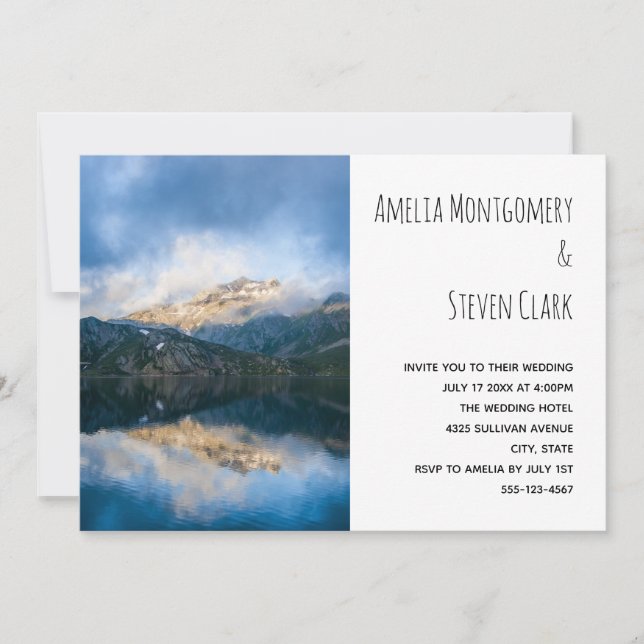 Invitation Montagnes et lac Pittoresque Mariage naturel (Devant)