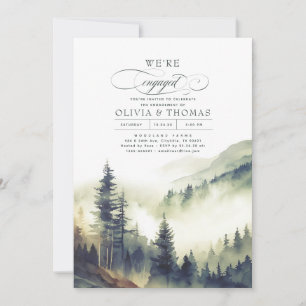 Invitation Montagnes Forêt Fog Soirée d'engagement