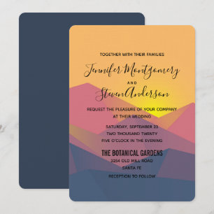 Invitation Montagnes Rustiques Mariage minimaliste géométriqu