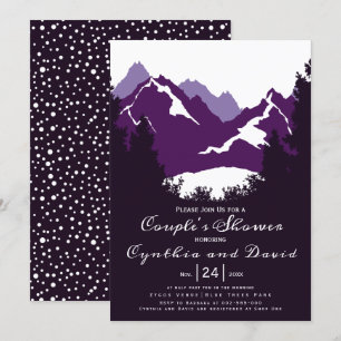 Invitation Montagnes violettes, conifères mariages couples do
