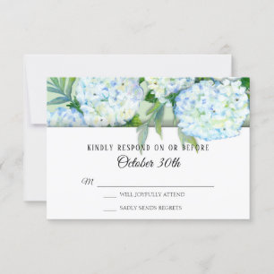 Invitation Monte florale en bleu de l'Hydrangea peinte en Mar