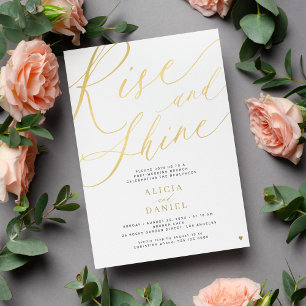 Invitation Monter et briller or script après mariage