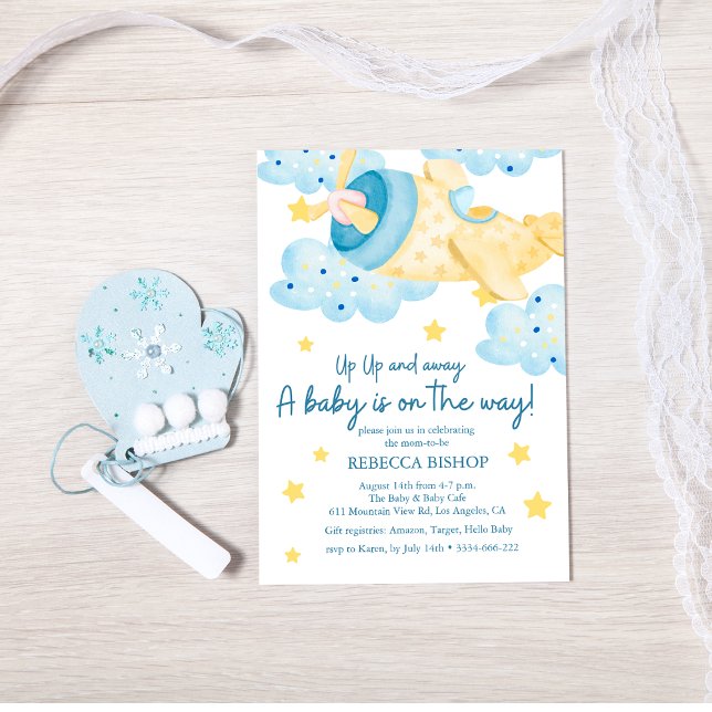 Invitation Montez et partez de l'avion Jaune Baby Boy Douche (Créateur téléchargé)