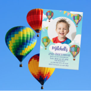 Invitation Montgolfière avec image anniversaire enfants