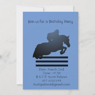 Invitation Montrez le cavalier qui franchit un obstacle.