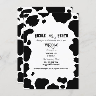 Invitation Moo Cow Spots Imprimer Mariage campagnard noir et