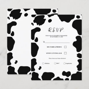 Invitation Moo Cow Spots Imprimer Noir & Blanc Mariage RSVP