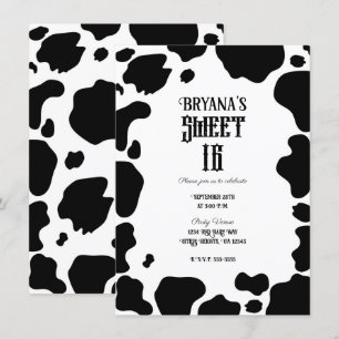 Invitation Moo Cow Spots Imprimer Noir & Blanc Rustique Sweet