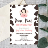 Moo Moo I'm Turning Two ! Vache 2e fête d'annivers
