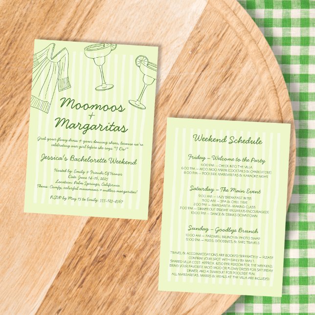 Invitation Moo Moos & Margaritas Green Bachelorette Week-end (Moo Moos & Margaritas Green Bachelorette Weekend Invitation)