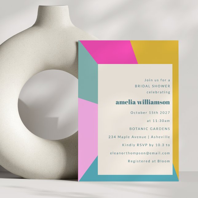 Invitation Mood coloré mignon Fête des mariées géométrique un (Créateur téléchargé)