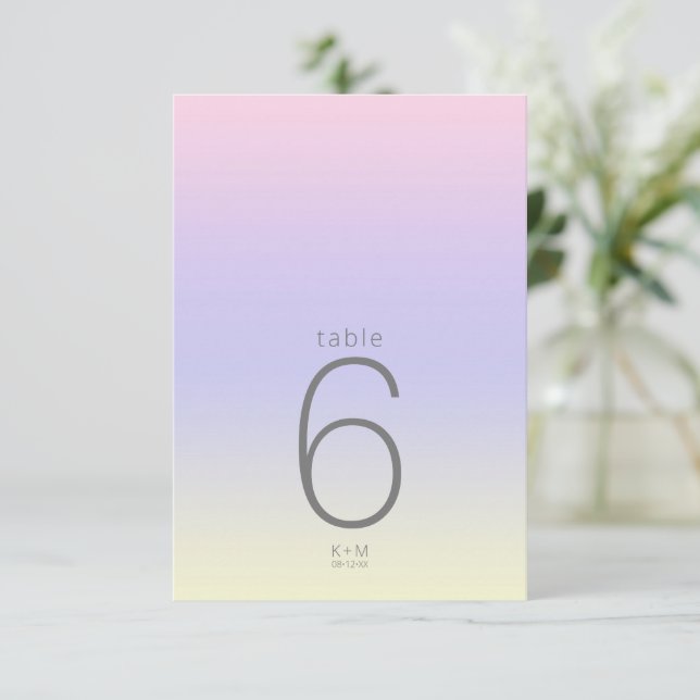 Invitation Mood Gradient Mariage Table Pastel Dawn ID741 (Debout devant)