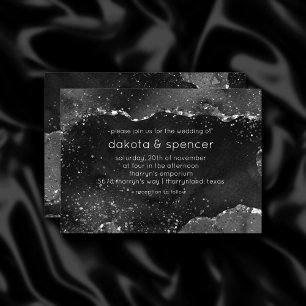 Invitation Moody Agate   Onyx Black Silver Vampy Goth Parties