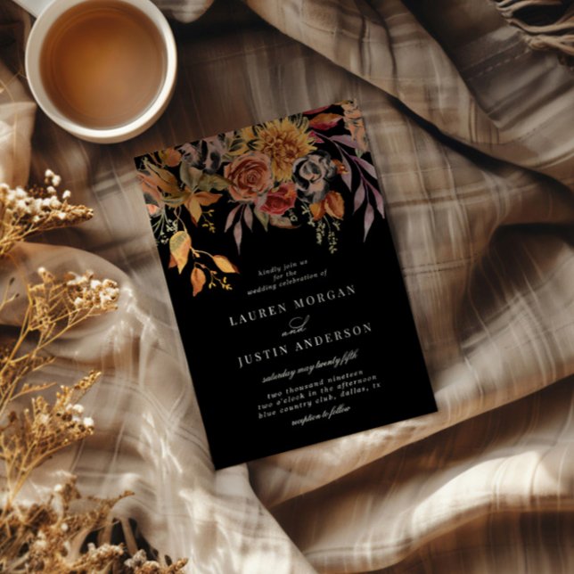 Invitation Moody Automne Élégant Mariage Floral (Créateur téléchargé)