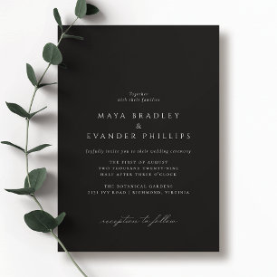 Invitation Moody Black   Élégant Mariage classique intemporel