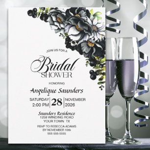 Invitation Moody Black Floral Fête des mariées