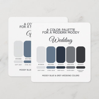 Invitation Moody Blue and Grey Wedding Color Palette Card