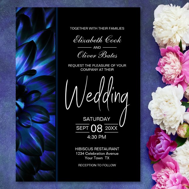Invitation Moody Blue Floral Mariage (Créateur téléchargé)