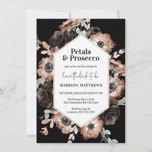 Invitation Moody Boho Floral Rose & Black Fête des mariées