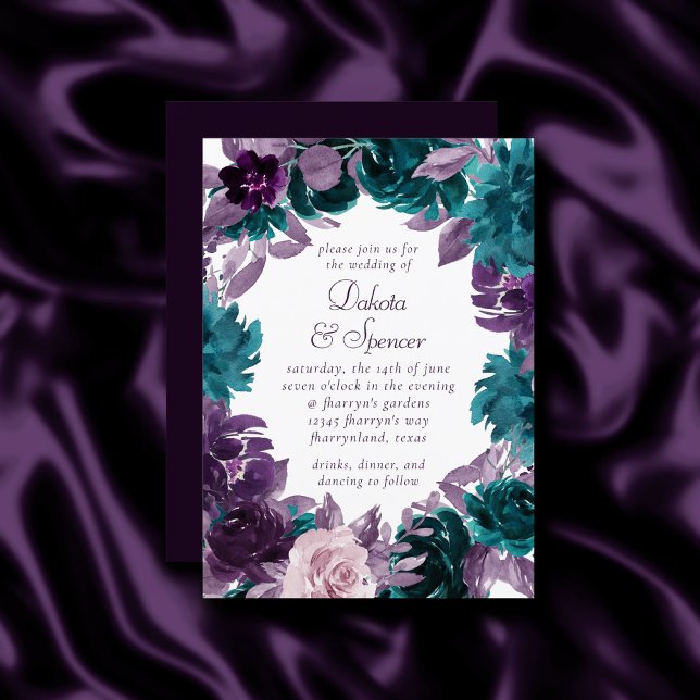 Invitation Moody Boho | Gerplant Purple Flore foncé couronne (Créateur téléchargé)