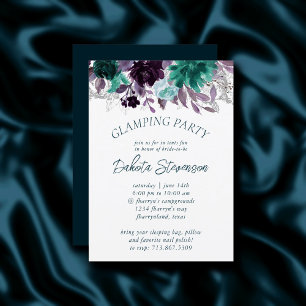 Invitation Moody Boho Turquoise Glamping Floral Garland