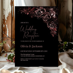 Invitation Moody Chocolate Floral Mariage Réception