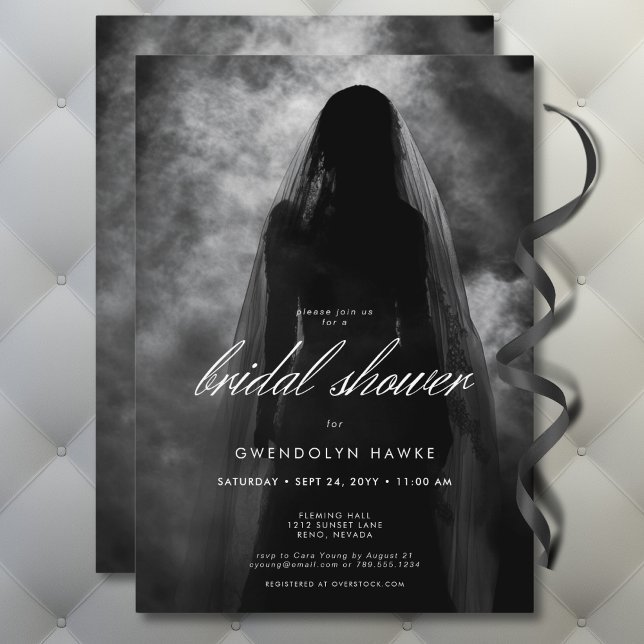 Invitation Moody Dark Ghost Bride dans la Fête des mariées de (Moody Dark Ghost Bride in Mist Bridal Shower Invitation)