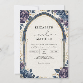 Invitation Moody Deep Purple Florple Arch Mariage