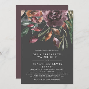 Invitation Moody Fall Floral Burn Purple Mariage