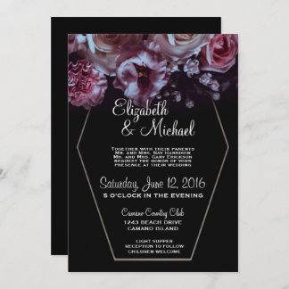 Invitation Moody Floral & Black Mariage Avec Argent