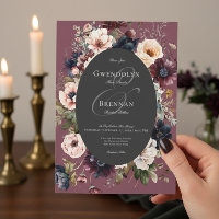 Moody foncé Bourgogne noir ovale cadre floral