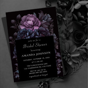 Invitation Moody foncé gothique violet Fête des mariées de fl
