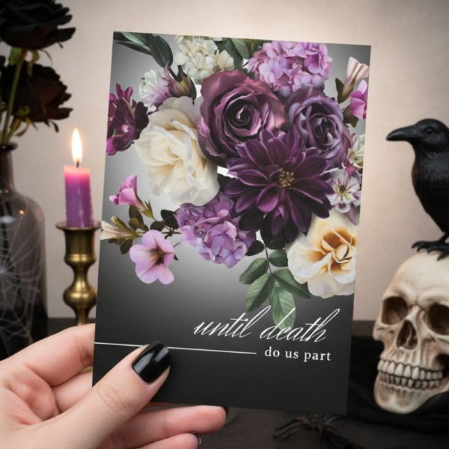 Invitation Moody foncé minuit violet Mariage de la romance fl (Créateur téléchargé)