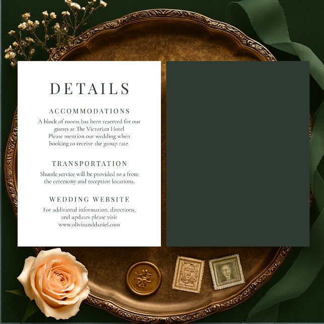Invitation Moody Forest Green Elegant Wedding Details (Créateur téléchargé)