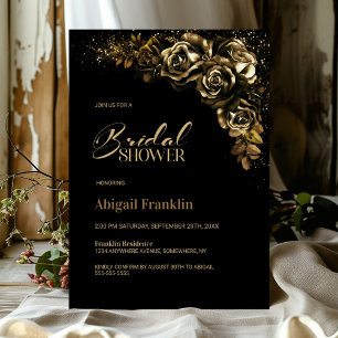 Invitation Moody Gold Floral Fête des mariées