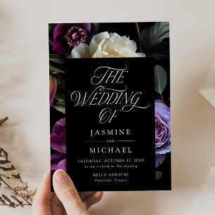 Invitation Moody Gothic Purple Floral Mariage