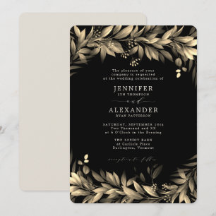 Invitation Moody Greenery Mariage noir & beige