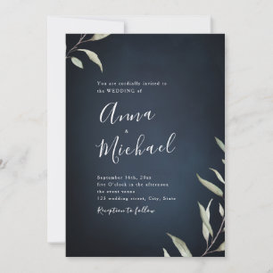 Invitation Moody marine minima botanique mariage