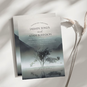 Invitation Moody Mountain Dark esthétique Mariage bois