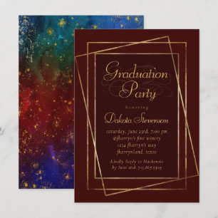 Invitation Moody Ombre Deep Jewel Tone Red Graduation Party