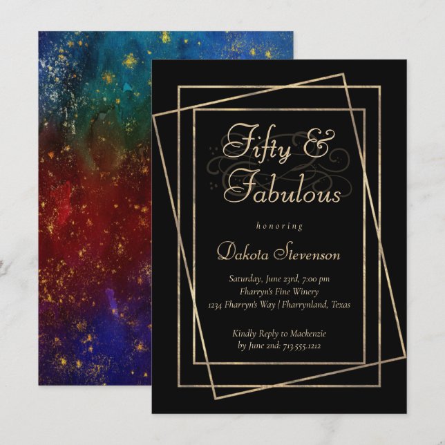 Invitation Moody Ombre | Joyau Tone Fabuleux 50e anniversaire (Devant / Derrière)