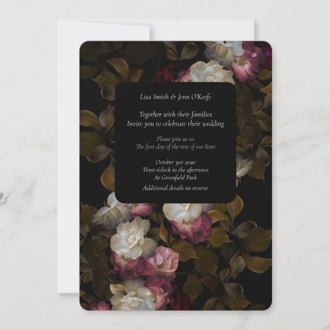 Invitation Moody Painted Florals Romantique Mariage (Devant)