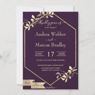 Invitation Moody Plum et Champagne