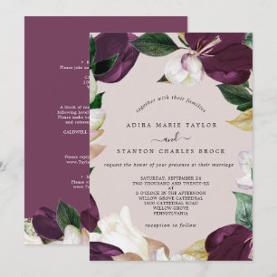 Invitation Moody Purple Blooms Blush & Berry Le Mariage de
