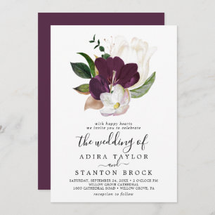 Invitation Moody Purple Blooms Le Mariage De