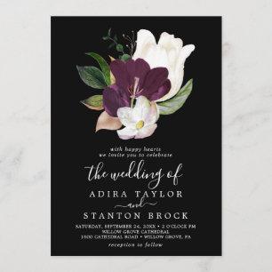 Invitation Moody Purple Blooms Noir Le Mariage De