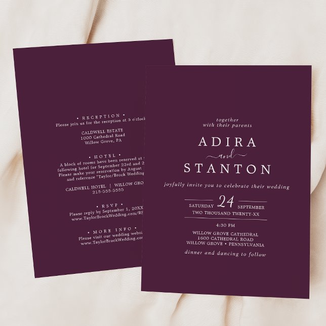 Invitation Moody Purple Coordonner Plum Tout en un Mariage (Créateur téléchargé)
