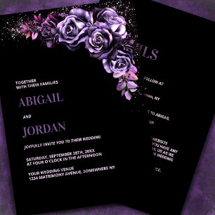 Invitation Moody Purple Floral tout en un seul Mariage
